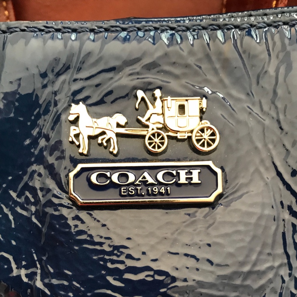 Coach patent leather blue shoulder bag